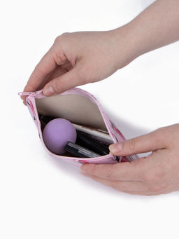 Цена за 3 шт. Косметичка-пенал на молнии, плоская, с рисунком, розовая