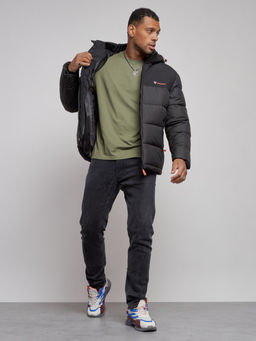 Куртка мужская зимняя с капюшоном спортивная великан черного цвета 8377Ch - Wonderrman фото 11