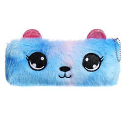 Пенал школьный меховой на молнии Calligrata «Мишка», пушистый, с ушками, МИКС