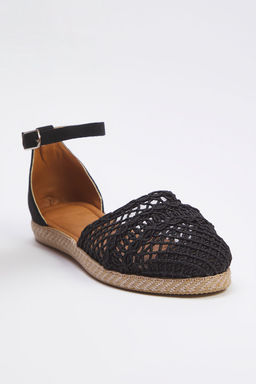 Trendyol Shoes Siyah Orgu Detayl? Bilekten Baglamal? Badem Burun Kad?n Espadril TAKSS25ES00000 - Trendyolmilla фото 6