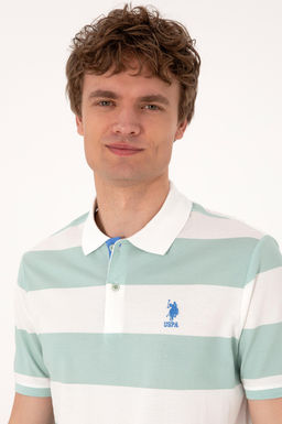 Erkek Regular Fit Su Ye_ili Polo Yaka _izgili Ti__rt Sepette S_rpriz _ndirim - U.s. polo assn фото 2