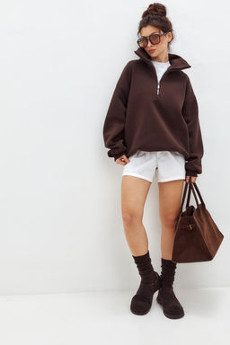 Толстовка женская из футера начес Комфорт шоколад макси