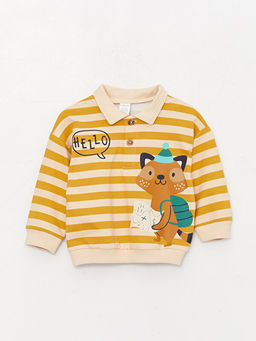 G?mlek Yaka Uzun Kollu Bask?l? Erkek Bebek Sweatshirt ve Pantolon 2li Tak?m - Waikiki фото 2