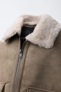 DOUBLE-FACED FAUX SHEARLING BOMBER JACKET - Zara фото 5