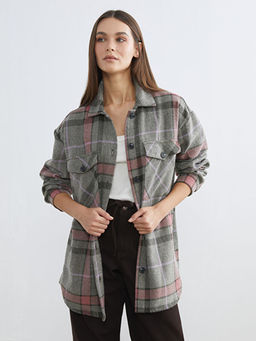 Ekose Oversize Kad?n Oduncu G?mlek Ceket