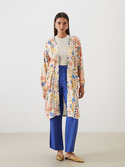 ?al Yaka Desenli Oversize Kad?n Kimono