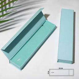 Цена за 6 шт. Коробочка подарочная под браслет/цепочку/часы Тиффани, 22.5?5 см (размер полезной части 22?4.5 см), голубая, вставка голубая