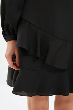 TRENDYOLMILLA Siyah Etegi F?rf?rl? A Kesim Mini Dokuma Elbise TWOAW21EL1891  фото 9