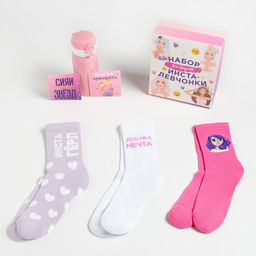 Подарочный набор термос и носки 3 пары KAFTAN Инста-гёрл, р. 36-37 (22-24 см)  фото 2