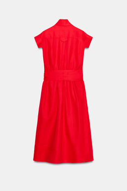 VESTIDO MIDI CON LINO ZW COLLECTION / Rojo - Zara фото 7