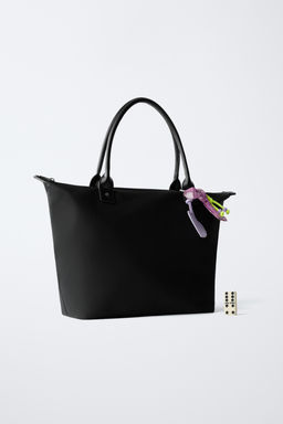 SHOPPER NYLON CHARM CORAZ?N / Negro - Zara фото 5