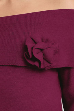 Bordo Gul Detayl? Carmen Yaka Triko Kazak TWOAW25KZ00373 - Trendyolmilla фото 27