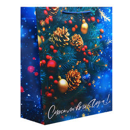 Бумажный пакет для сувенирной продукции с ламинацией, с шириной основания 40,6 cм