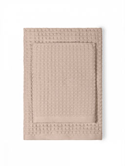 Набор полотенец вафельных 2шт 70x140, 50x90 бежевый вафельное полотно - Denastia фото 2
