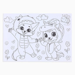 Цена за 10 шт. Наклейки детские бумажные «Весёлые ребята», c раскраской на обороте, 11×15.5 см