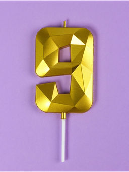 Свеча в торт на шпажке «Грань», цифра 9, золотая, 9 см, ГИГАНТ