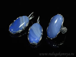 Кольцо Серьги с агатом тонированным, цв.лаванда размер 20