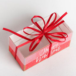 Цена за 5 шт. Коробка для капкейка Happy new year, Новый год, 16×8×7.5 см