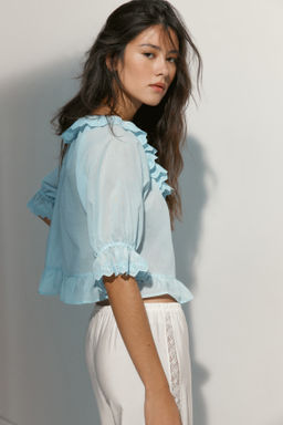 Blusa de algod?n con bordado ingl?s - H&m фото 4