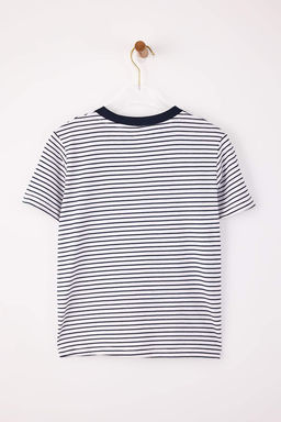 Lacivert Cizgili Regular/Normal Kal?p Nak?sl? Tok %100 Pamuk Orme T-Shirt TWOSS26TS00017 - Trendyolmilla фото 2