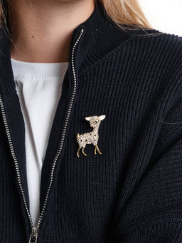 Брошь Олененок в стразах TV7671 золото