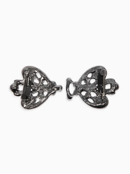 Зажим для кардигана "Ажур", тюльпан. цвет серый в сером