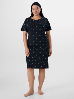 Сорочка ночная женская черная с узором