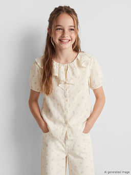 F?rf?rl? Yaka ?i?ek Bask?l? K?z ?ocuk G?mlek