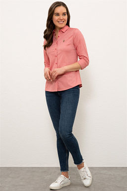 Женская красная базовая рубашка с длинным рукавом Неожиданная скидка в корзине - U.s. polo assn фото 4