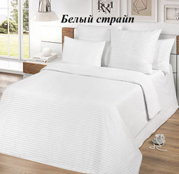 Комплект постельного белья Белый страйп, 1,5-сп Поплин