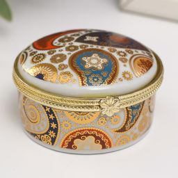 Шкатулка для украшений круглая «Узор пейсли», керамика, 6.2×6.2×3.3 см
