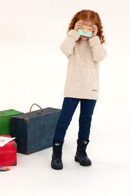 U. S. Polo Assn Кремовый меланжевый свитер для девочек с круглым вырезом - U.s. polo assn фото 2