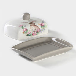 Маслёнка Доляна «Зайка», 17×12×8.5 см, доломит, белая