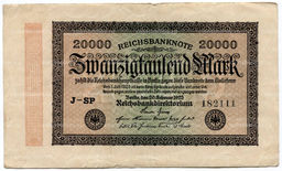Банкнота 20000 марок 1923 года Германия