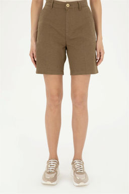 Женские льняные шорты цвета хаки Неожиданная скидка в корзине - U.s. polo assn фото 2