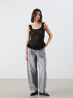 U Yaka Ajurlu F?rf?rl? Triko Bluz