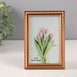 Фоторамка 10×15 см «Волнистая линия на золоте», пластик, 1.3×12×17 см