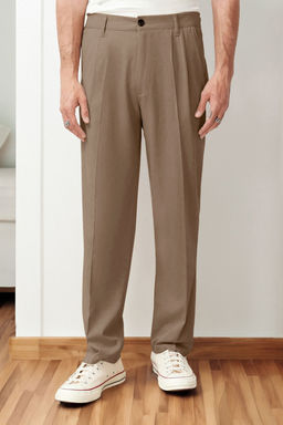 Bej Pileli Klasik Baggy Fit Kumas Pantolon TMNSS24PL00024
