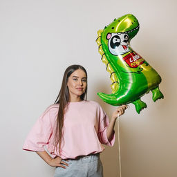 Цена за 3 шт. Воздушный шар фольгированный 24" «Дино панда»