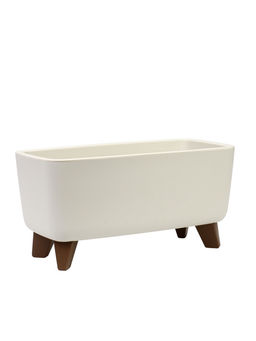 Кашпо на ножках низкий 4,2 л d25 см h_см белый ротанг ФЛОРИАН