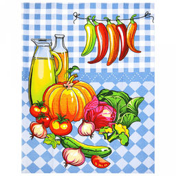 Полотенце вафельное 48х62см "Урожай", хлопок 100%, 171гр/м2, комплект 3шт, "Домашняя мода" (Россия)