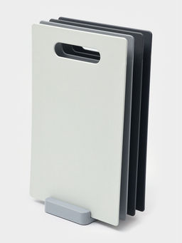 Набор разделочных досок, на подставке, 4 шт., 28.5×18.7×0.3 см, пластик, серый