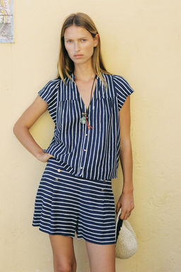 STRIPED LINEN BLEND SHIRT