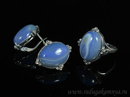 Кольцо Серьги с агатом тонированным, цв.лавандовый размер 19