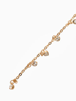 Цепочка со стразами 4 мм. L=100 см, мелкое плетение 2*1,8 мм, цвет золото