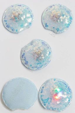 Патч с пайетками "Ушки круглые" 5,5*5 см (5 шт) SF-3165, голубой УЦЕНКА