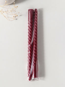 Цена за 2 шт. Свеча витая 25 см (набор 2 шт) 57 гр, 5 ч, цв. бордовый