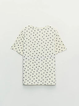 Футболка из хлопка с принтом в горошек / Zarina  фото 2