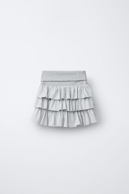 FALDA BERMUDA VOLANTES RAYAS / Gris vigor?