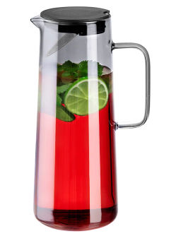 Кувшин с крышкой-ситом, стекло 1400 мл, графит  - BESTCOFFEE фото 7